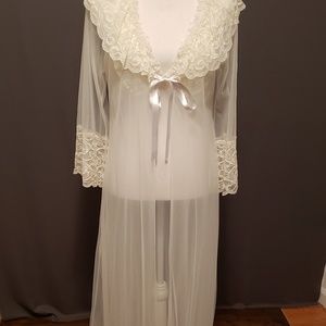 Escante Sheer White Gown and Robe with lace